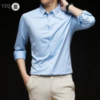 Chemise à manches longues pour hommes, couleur unie, décontractée, résistante aux rides, confortable, polyvalente, toutes saisons, nouvelle collection 2