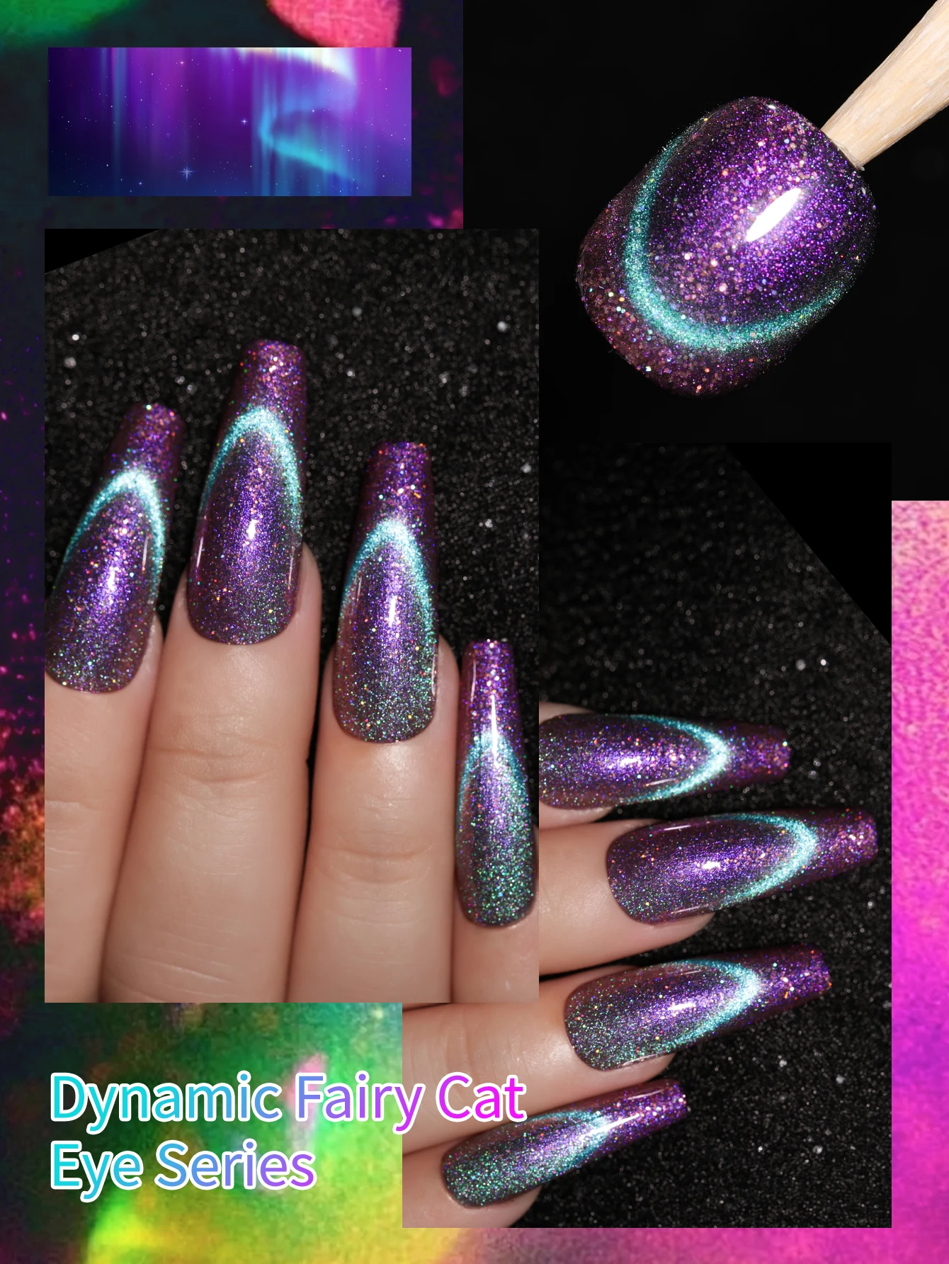 6개입 15ml 캣아이 네일 젤 폴리쉬 세트, 자석 포함 반영구 네일 아트 소킹 UV LED 네일 살롱 DIY 네일 살롱