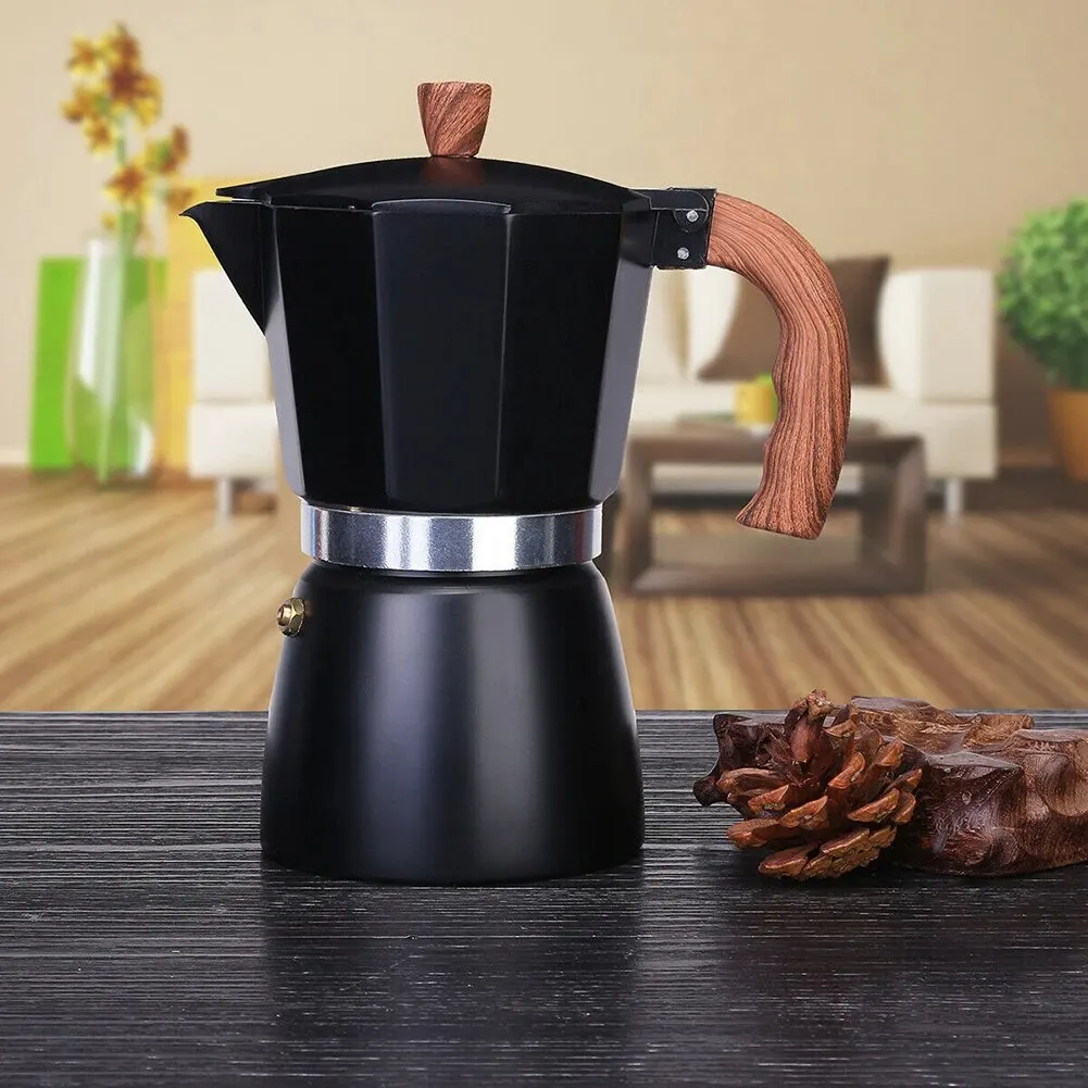 Vintage Wooden Handle Espresso Maker Moka Pot 150ml 300ml Classic Italian Cafe Tools espresso coffee maker espresso maker coffee maker