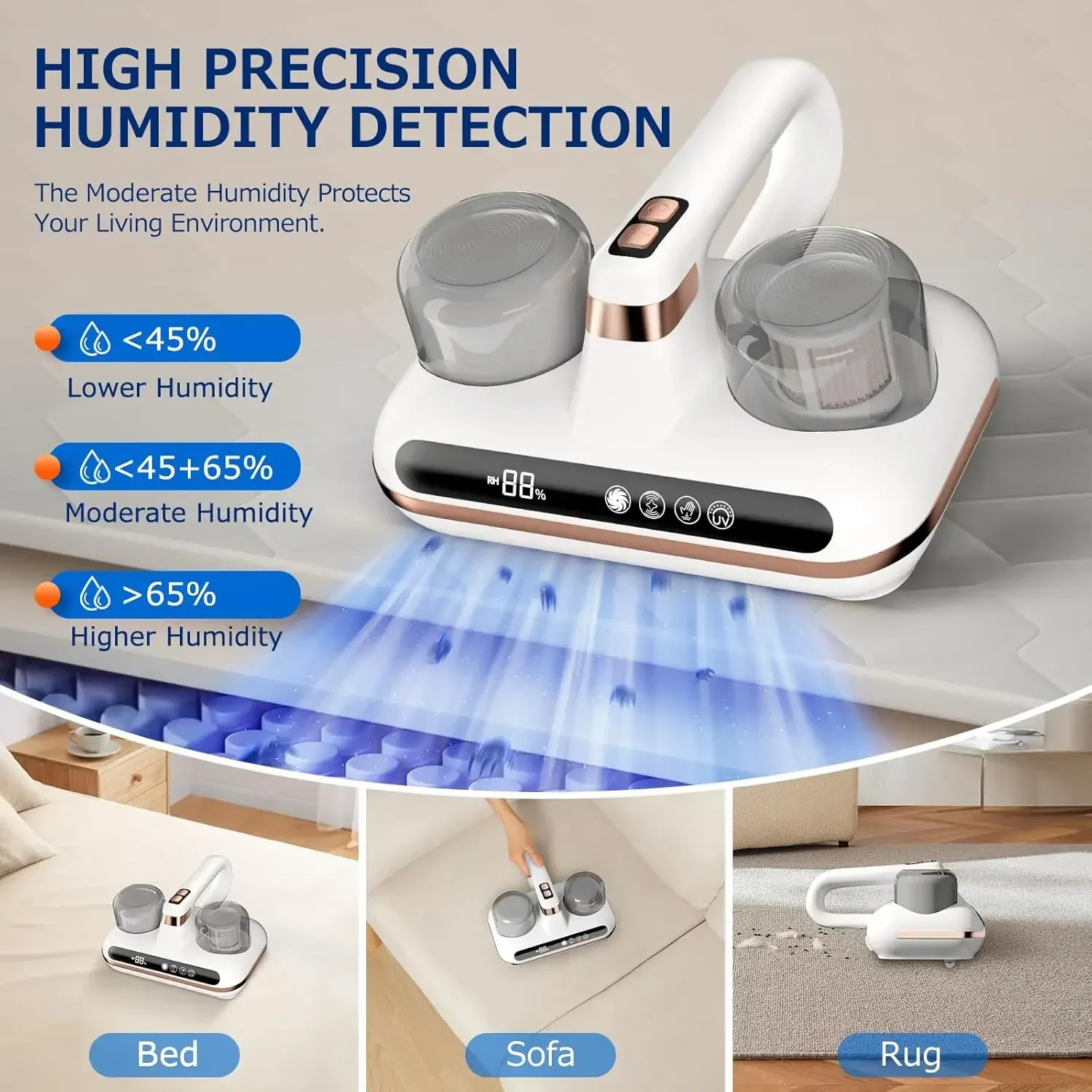16 UV Mite Remover New Mattress Vacuum Cordless Handheld Cleaner Powerful Suction for Cleaning Bed Pillows Clothes Sofa 5
