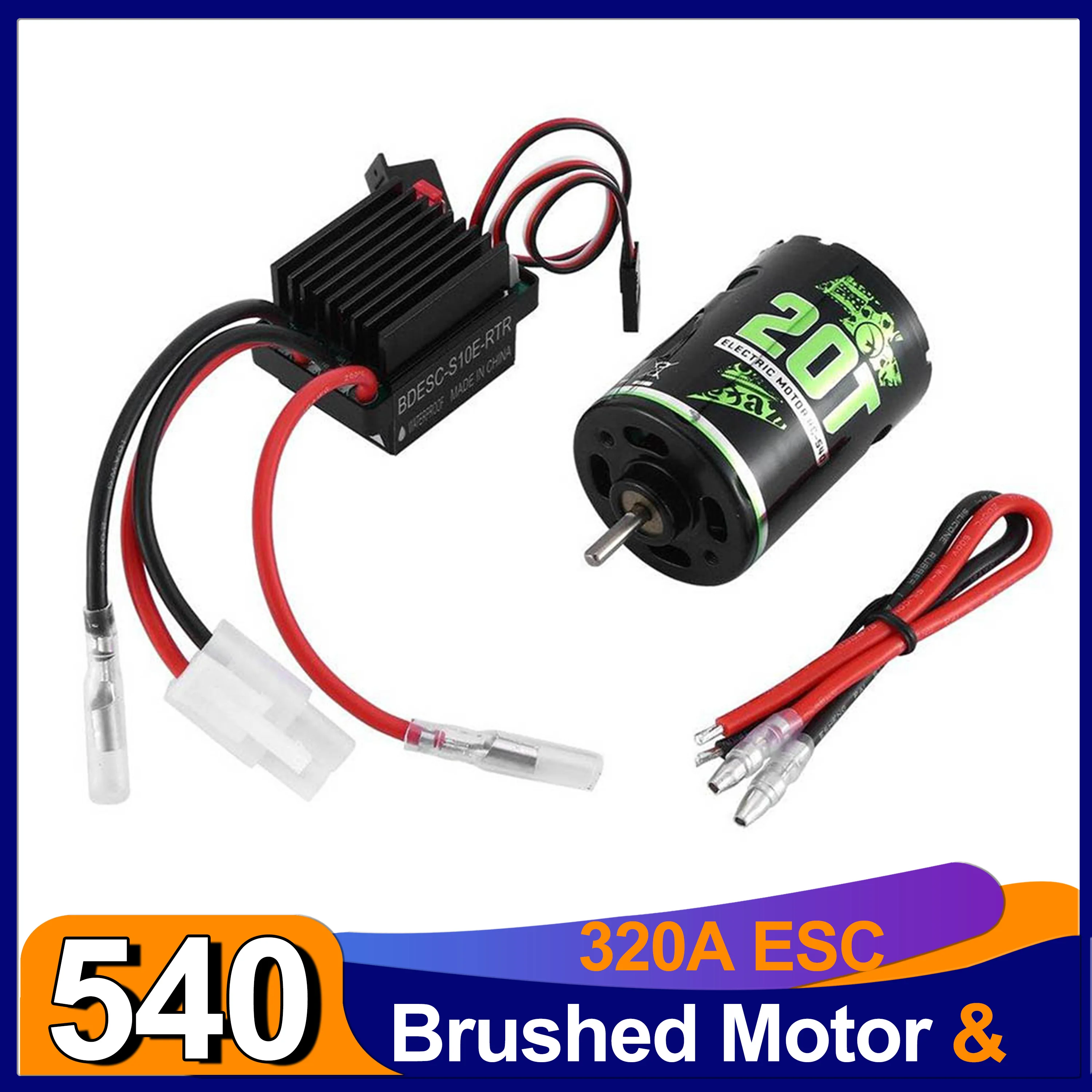 

540 Brushed Motor RC Crawler Motor 20T 60A ESC Brushed Electric Speed Controller 5V/2A BEC for 1/10 RC Car TRX AXIAL HSP Wltoys