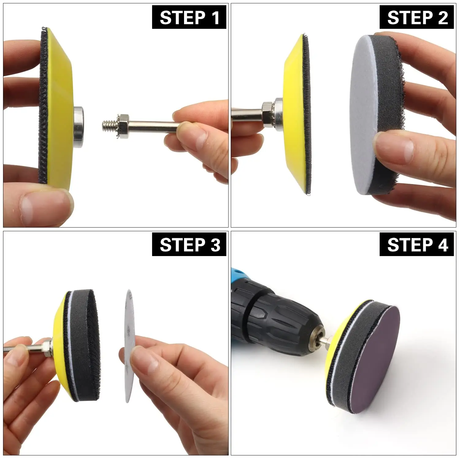 3 Inch 122 Pcs Sanding Discs Hook and Loop Sandpaper Purple Alumina Abrasive with Soft Foam Buffering Pad and Backing Pad