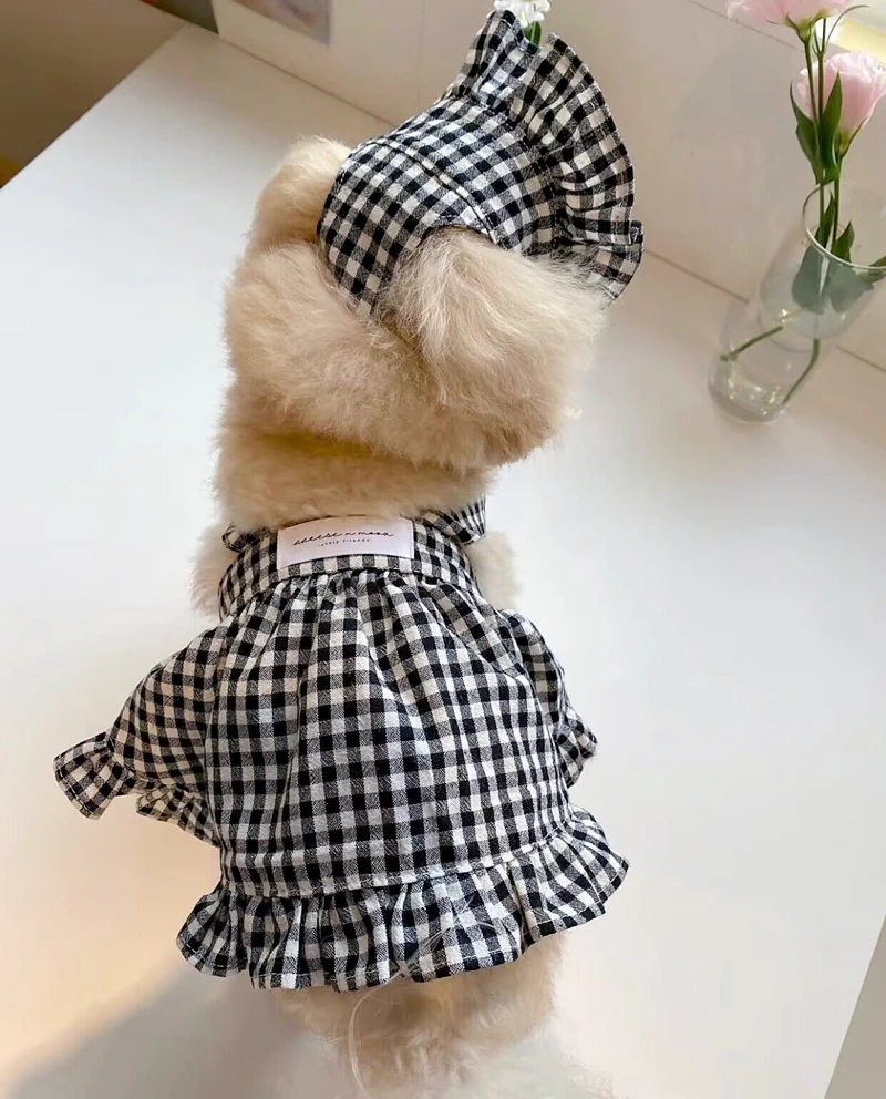 Estate Primavera Pet Princess Dress Sweet Wedding Gonna Cat Fashion Plaid Shirt Small Dog Vest Puppy Clothes Barboncino Chihuahua