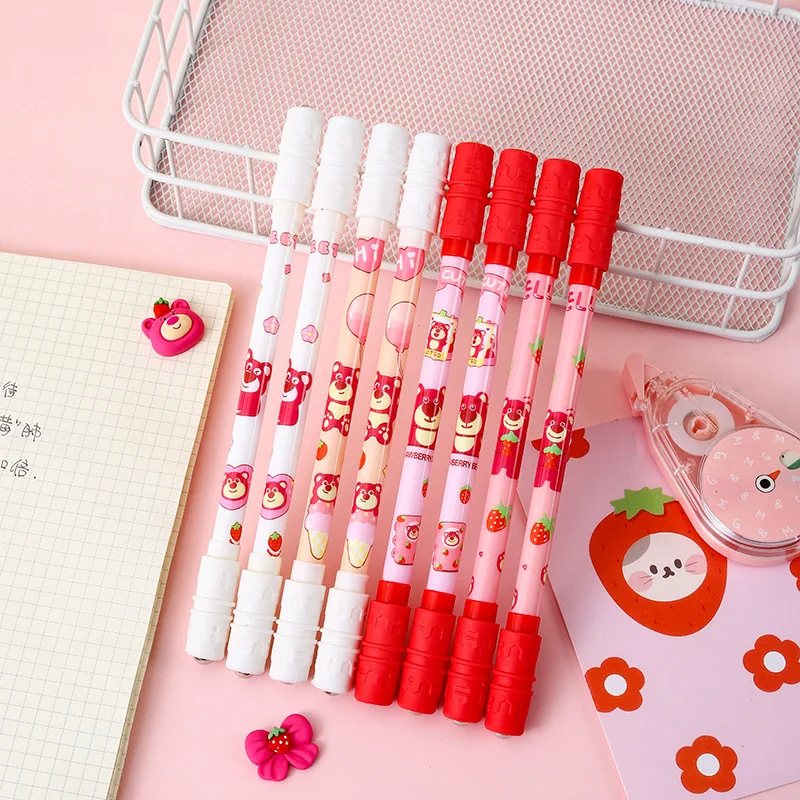 

4 шт. гелевые ручки Disney Lotso, специальная ручка с поворотным механизмом для снижения давления, шариковая ручка, канцелярские принадлежности для школы и офиса