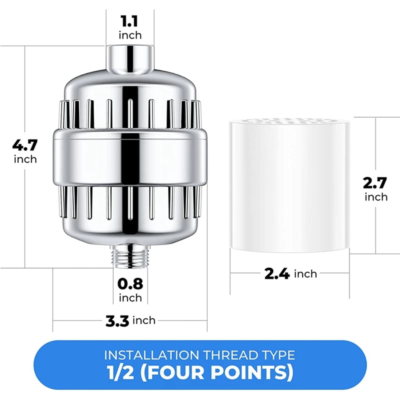 20-Stage Showerhead Filter Water Filter Shower For Hard Water Shower With 2 Replaceable Cartridges