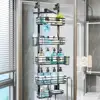 Over The Door Shower Caddy 5 Tier Rustproof Adjustable Organizer with 2 Toothbrush Holders 4 Hooks Space Saving Bathroom Shelf 2