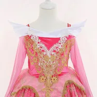 Robe de princesse Aurora de la Belle au bois dormant Disney 2026 pour fille, déguisement à épaules dénudées, cadeau pour enfant, robe de soirée élégante pour bébé, ensemble en dentelle fine 5
