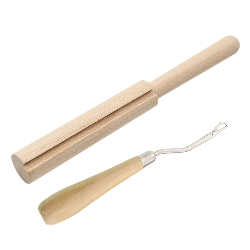 Craft Supplies 2pcs/set Wooden Latch Hook Yarn Cutter Tool for Tapestry Carpet Rug Making DIY Embroidery Crafts Decor