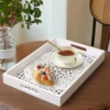 Wood Rectangle Tray with Handles Bohomian Style Coffee Table Tray Ottoman Tray Candles Tray Perfume Tray for Home Decoration 1