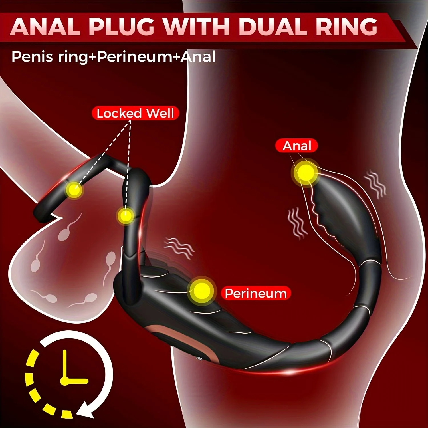 Cockring Prostata Vibrator für Männer Doppelring Analplug Vibrierende Verzögerung Ejakulation Männlicher Masturbator Sexspielzeug für Männer ab 18 Jahren 1