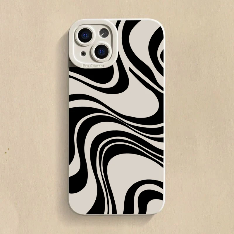 Black Wave Pattern Print TPU Soft Phone Case