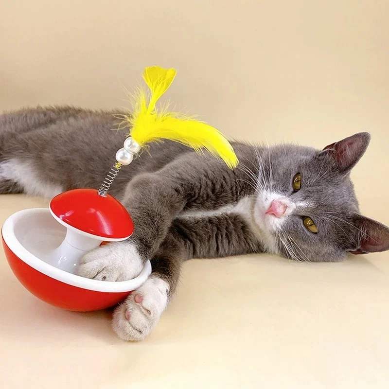 

Funny Pet Cat Toys Interactive Feather Tumbler Toy Kitten Entertain Itself Tumbler with Small Bell Kitten Catch Plaything