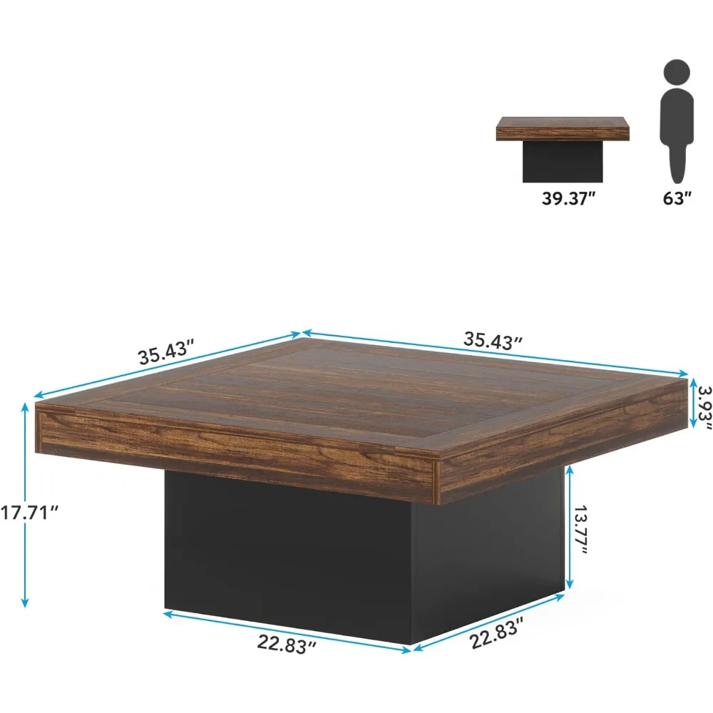 Coffee Table Square LED Coffee Table Engineered Wood Low Coffee Table 2
