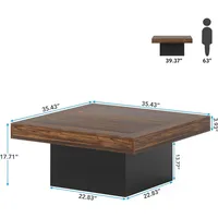 Coffee Table Square LED Coffee Table Engineered Wood Low Coffee Table 2