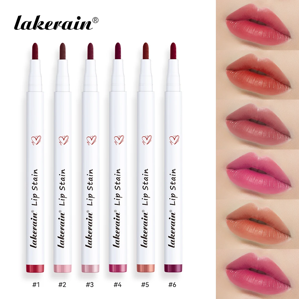 Liquid Lip Stain Pen Long lasting Lip Liner Waterproof Matte Pink Red Contour Tint Lipstick Moisturising Makeup Non-stick Cup 3