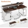55" Computer Desk with Drawers, Power Outlets, Long Monitor Stand, Storage Cabinet Desks with Drawers, Computer Desk 1