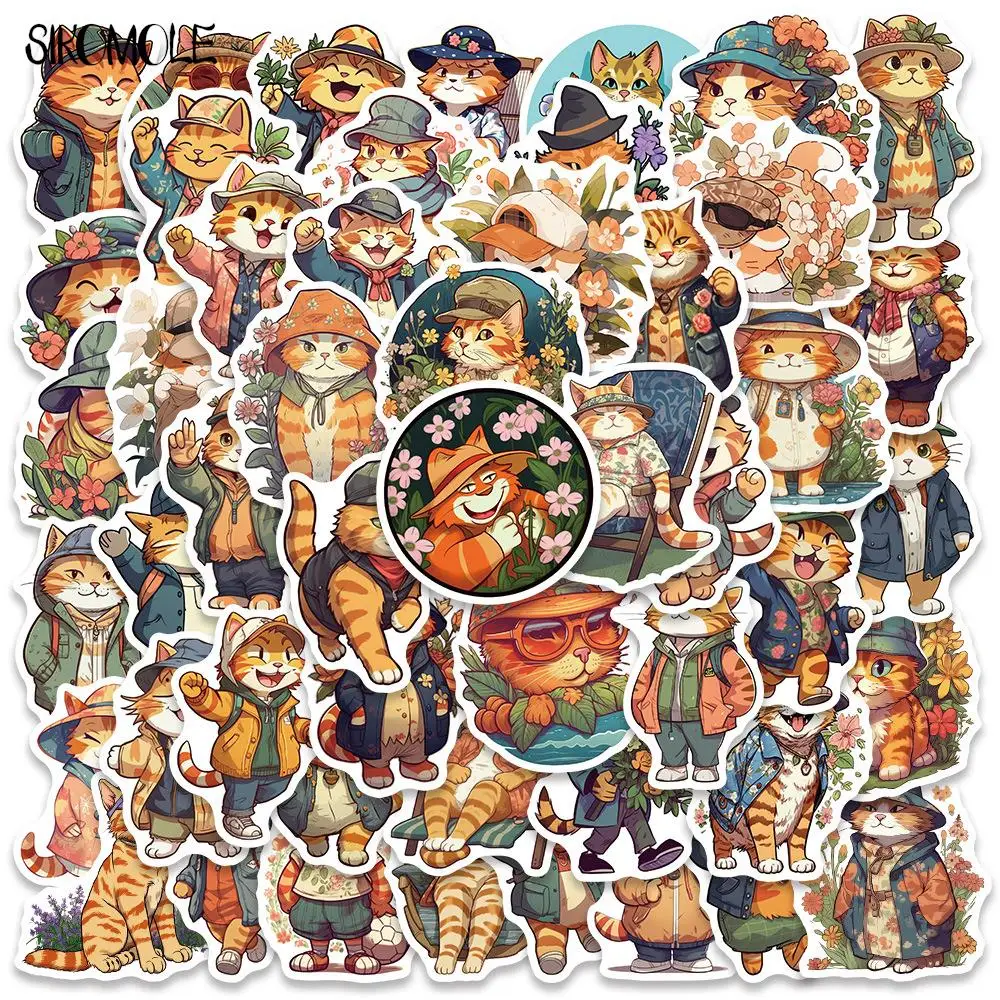 

10/30/50PCS Cartoon Orange Cat Cute Graffiti Stickers For Kids Kawaii Suitcase DIY Skateboard Laptop Luggage Bike Sticker Decals