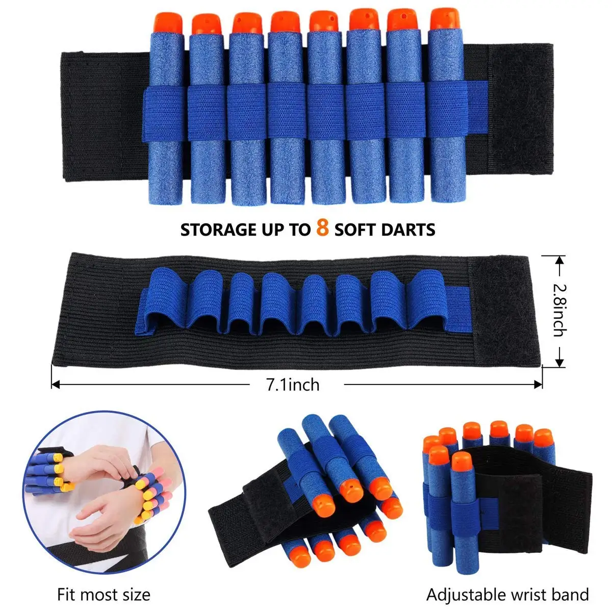 10 Pieces Toy Gun Accessories EVA Soft Bullets Gun Wrist Belt Band Strap Bandolier for Nerf N-Strike Elite Series Blasters 2