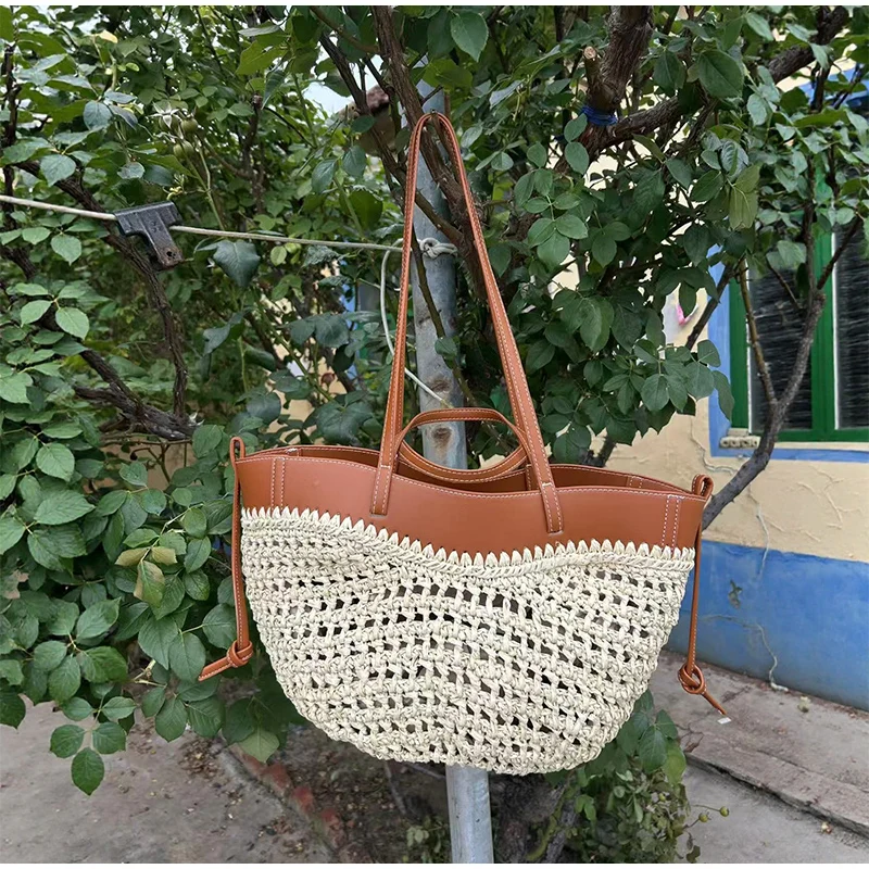 Borsa a spalla donna in paglia intrecciata borsa secchiello chic_voghion.com