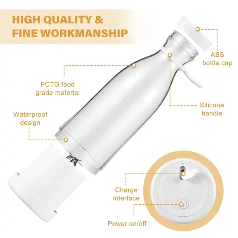 Portable Electric Juicer Usb Rechargeable Fruit Blender Handheld_voghion.com