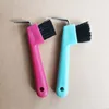 1pc Anti-Slip Soft Grip Hoof Pick Rubber With Brush Plastic Horse Hoof Care Grooming Horseshoe Brush Professional Cleaning Tools 2