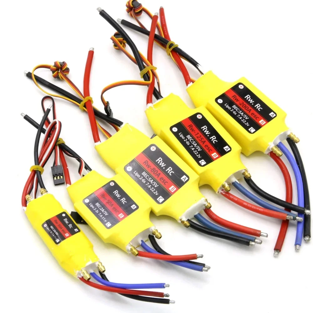 RW.RC ESC 30A-200A sans balais étanche pour bateau RC 2-6S Lipo