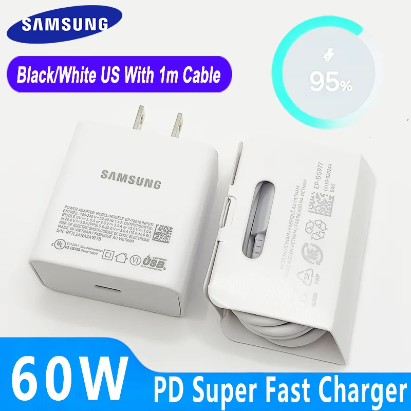 Samsung 60W US Plug Charger - Original PD Super Fast Charging Adapter