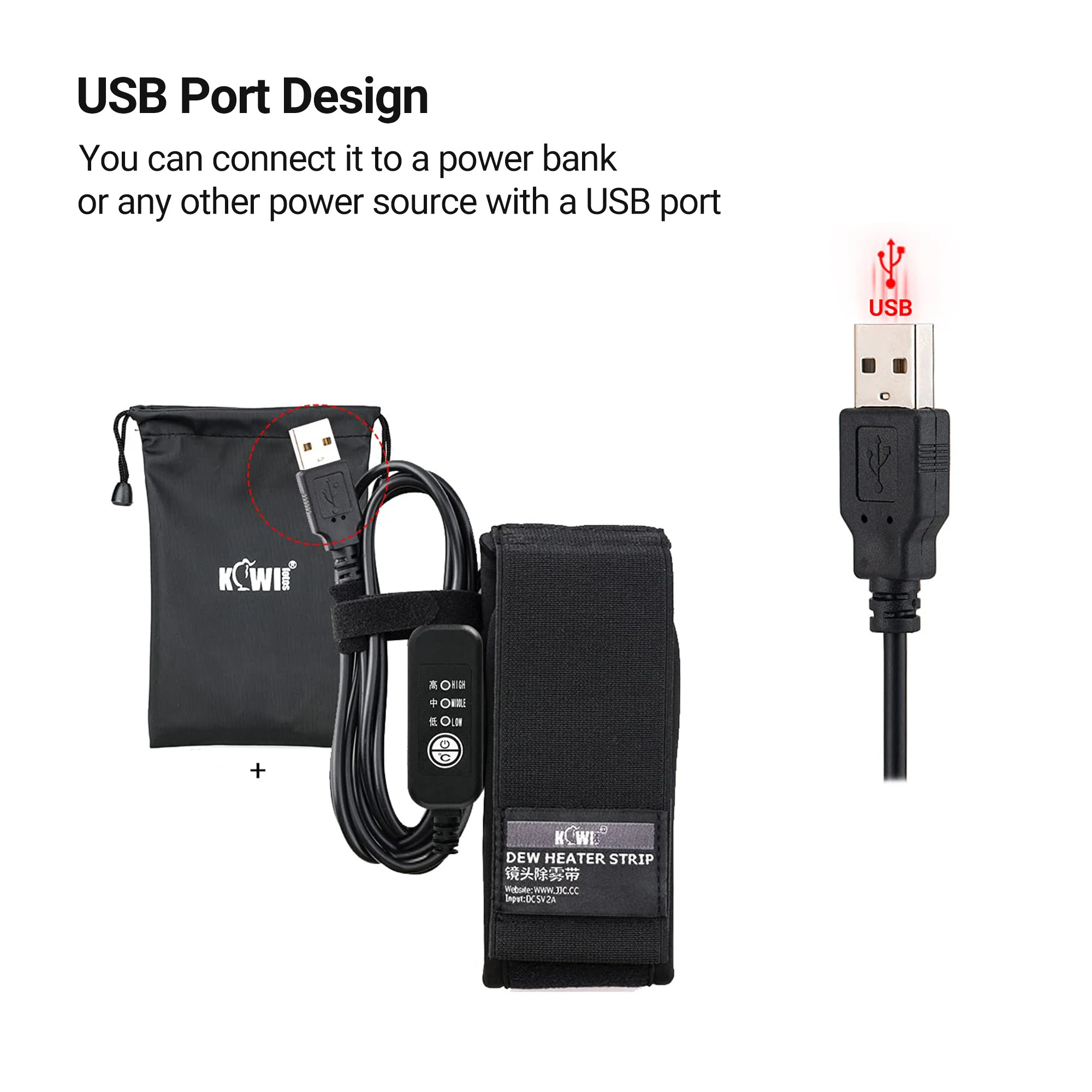 조절식 DSLR 카메라 렌즈 이슬 히터 스트립, USB 렌즈 워머 히터, 사진 촬영 온도 조절 이슬 히터