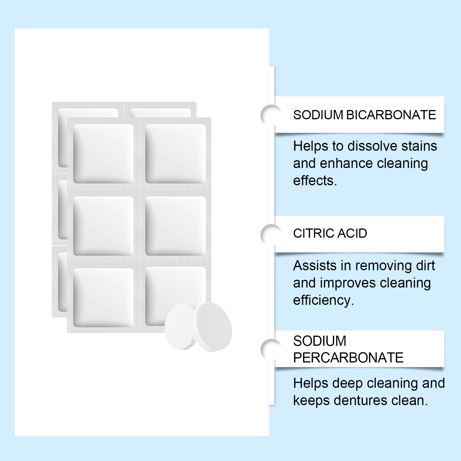 Denture Cleaning Effervescent Tablets: Daily Cleaning of Denture Dirt and Stains, Denture Care Effervescent Tablets