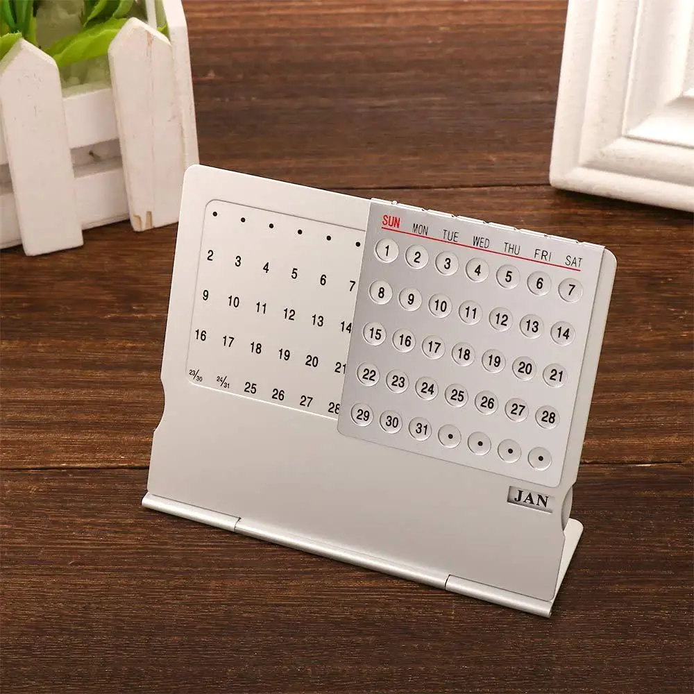 Gift Super Unique Desk Decor English Aluminum Alloy For Home Metal Calendar Perpetual Calendar 100 Years desk calendar wall calendar paper wall calendar christmas advent calendar habit tracker calendar perpetual calendar keyring dry erase calendar