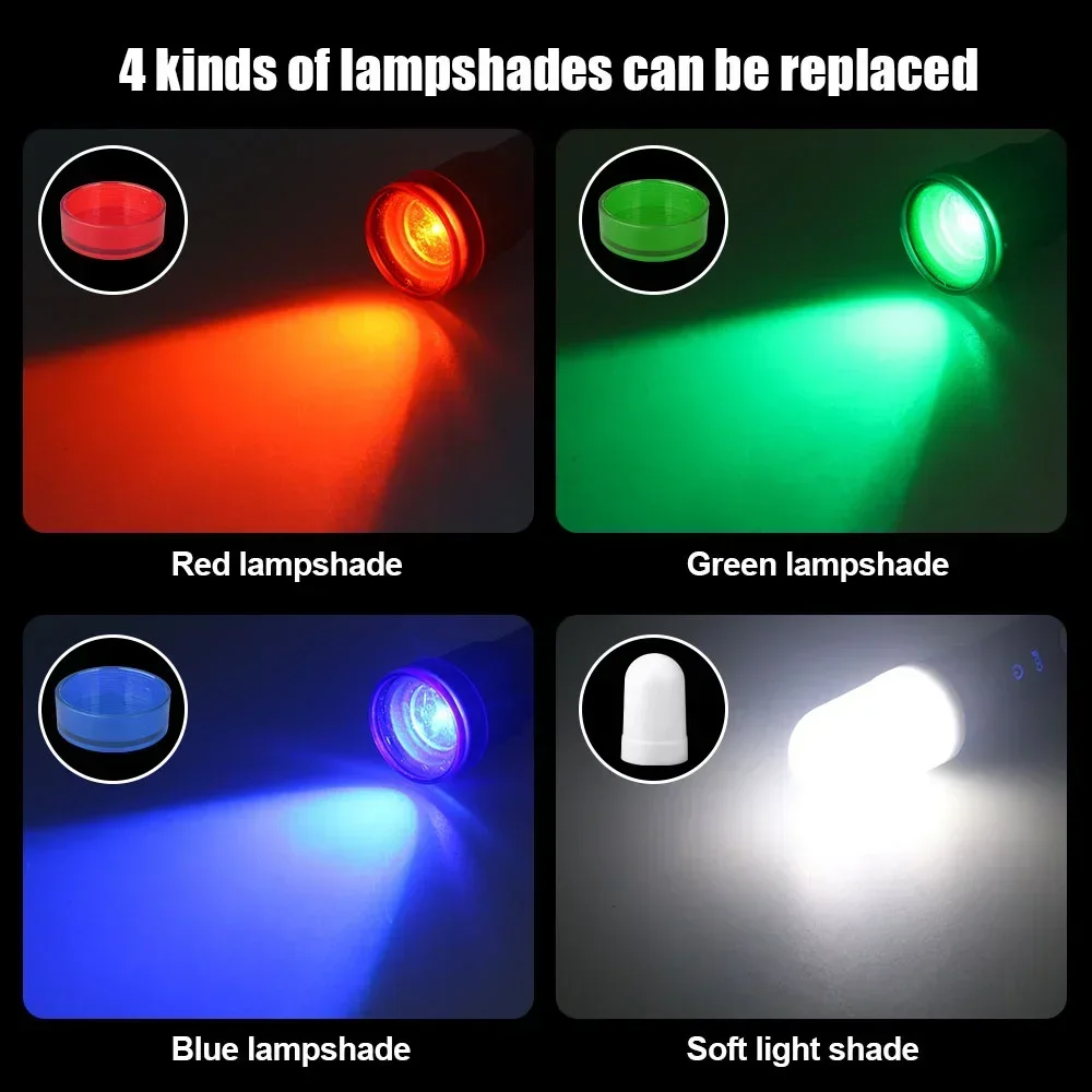 White Laser Flashlight USB Charging Portable Multifunctional Camping Light Aluminum Alloy Telescopic Zoom Three Color Torch Tent