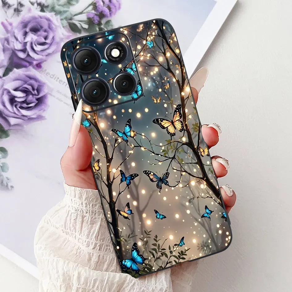 Floral Bamboo Cat Cartoon Soft Silicone Back Cover