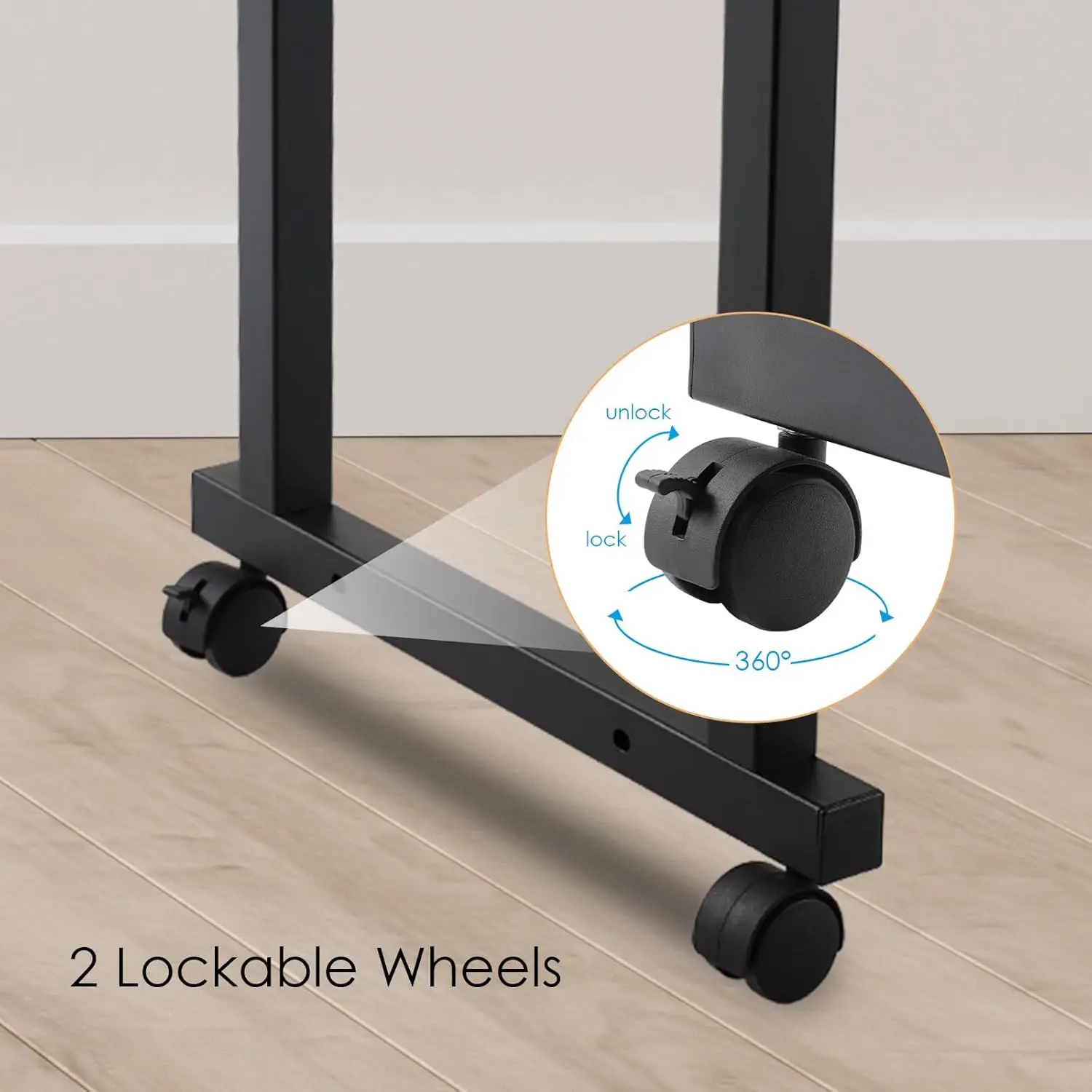 Overbed Table with Wheels,60.6-84.2&Prime; Mobile Bed Desk,Rolling Computer Desk, Laptop Cart,W/0-65&deg;Tilt Stand,4 Heights,6 Lengths