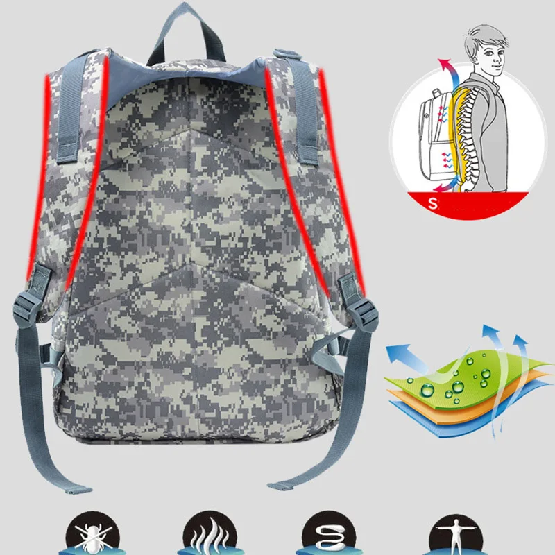 2024 New Camo Backpack Outdoor Mountaineering Korean Edition Men And Women's Tactical Training Shopping Travel Texture Backpack
