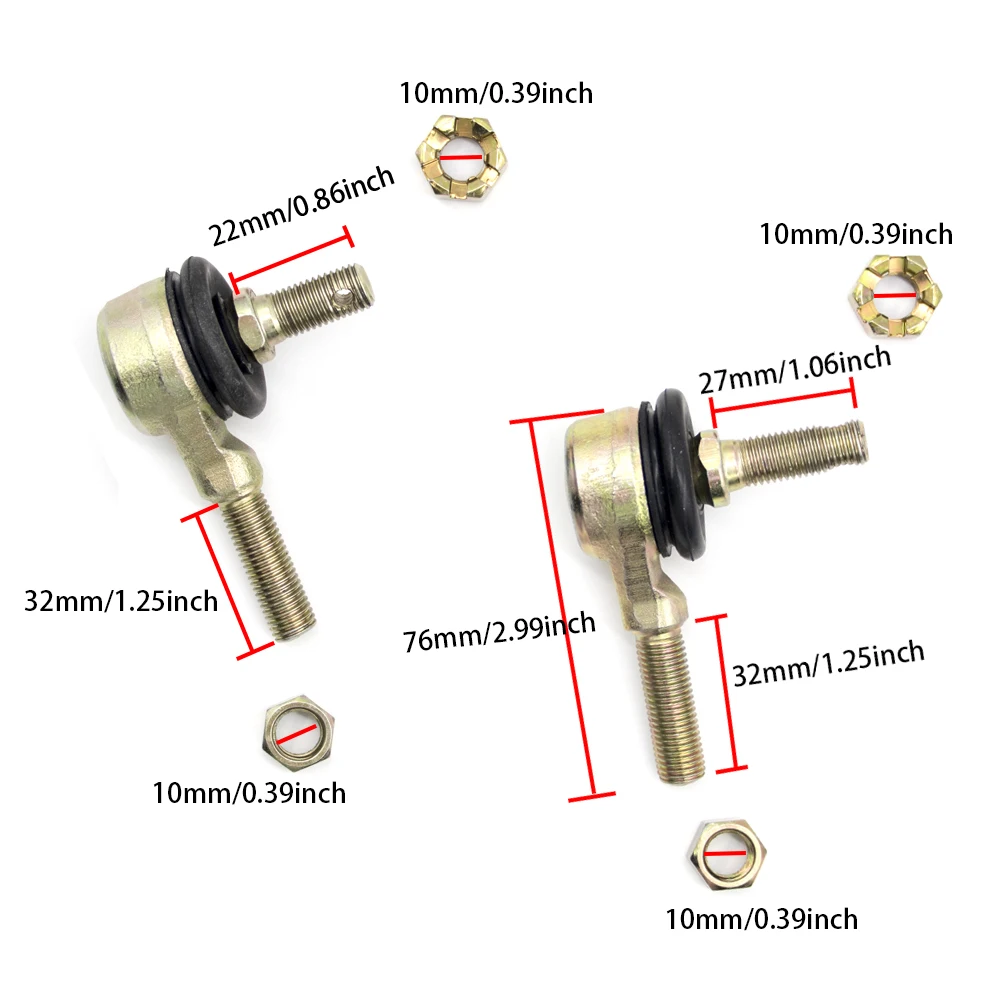 Tie Rod End Kits 4pcs 10mm M10 Ball Joint For 50cc 70cc 90cc 110cc 125cc 150cc 200cc 250cc 300cc ATV Quad Dirt Bike 4-wheeler atv accessories