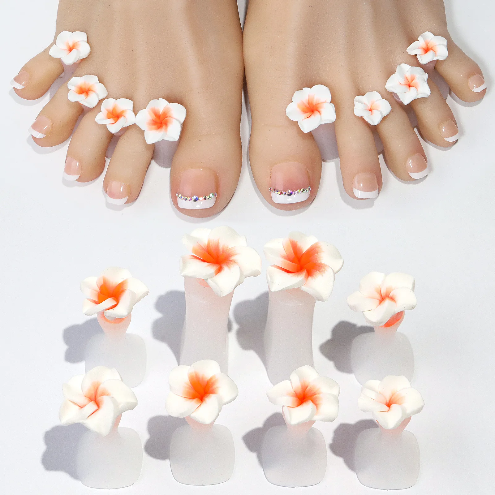 8pcs/bag Soft Silicone Toe Separator Pearl Daisy Design Finger Toe Separation Tools For Pedicure Flower Manicure