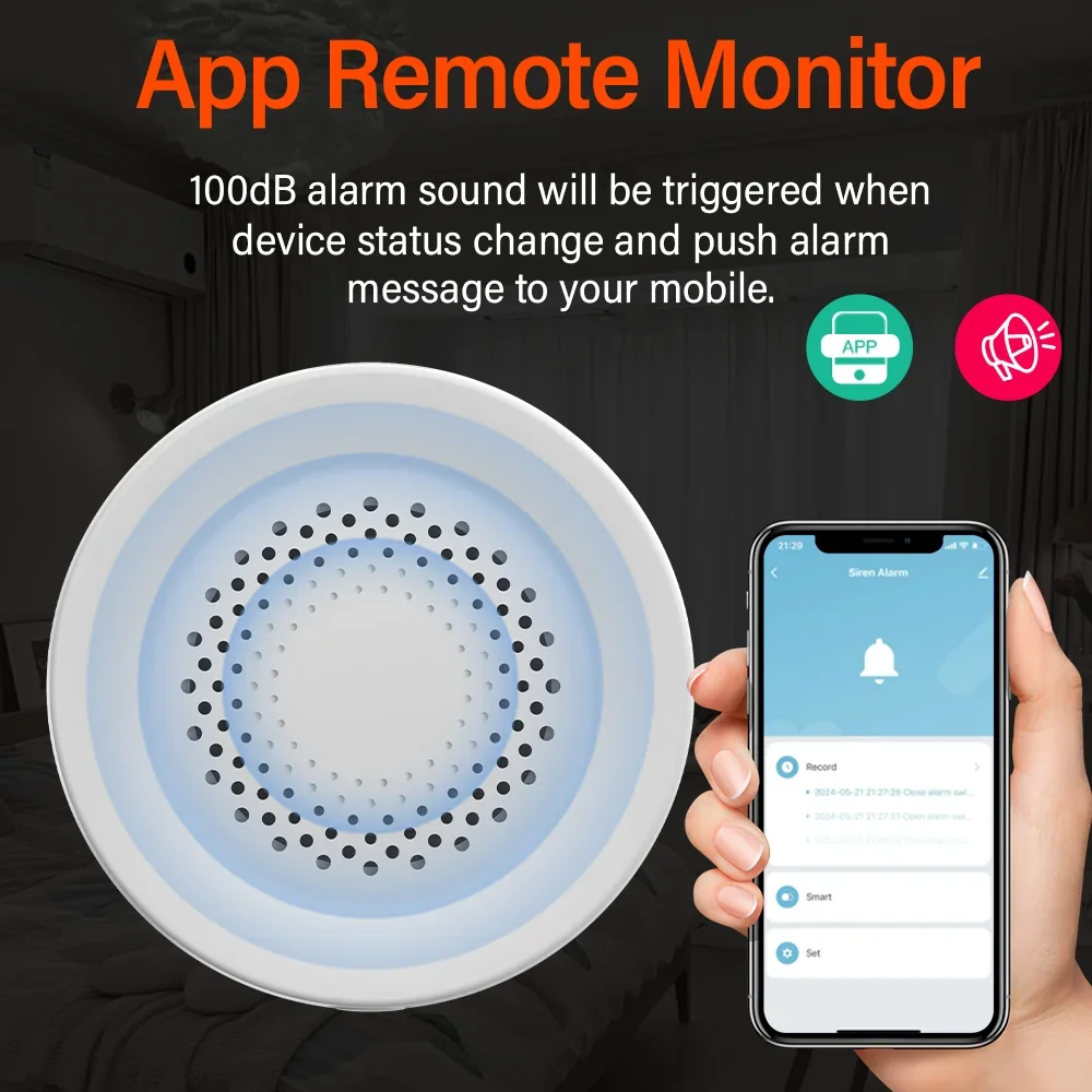 Tuya Zigbee Siren Alarm for Smart Home Security 100db Speaker Works With Alexa Yandex Alice Require Tuya Zigbee Hub. siren alarm