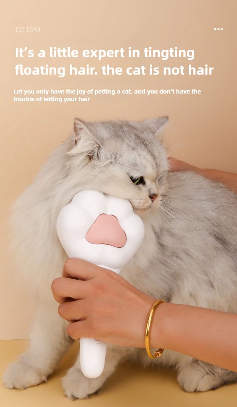 Cat Grooming Flea Comb With Release Button For Pet Hair Removal_voghion.com