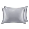 Queen Size Satin Silk Pillowcase Cover Soft Mulberry Square Chair Seat Cushion Home Decor Pillow Cover Plain Design 1