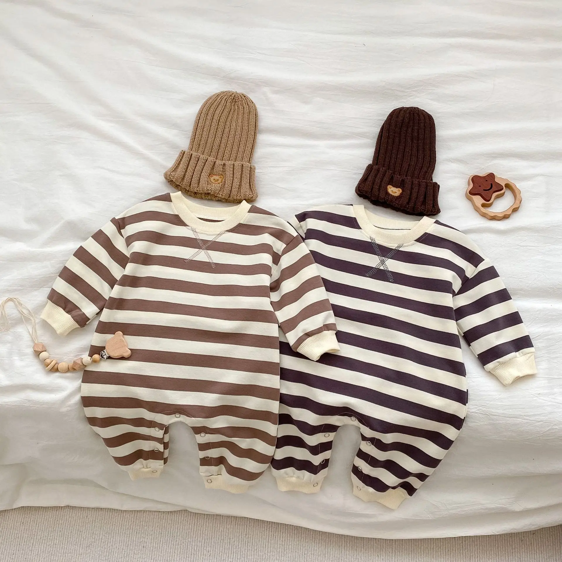 

Baby Rompers Boys Striped Onesie 2023 Spring New Long Sleeve Cotton Infant Girls Loose Jumpsuit Korean Newborn Baby Clothing