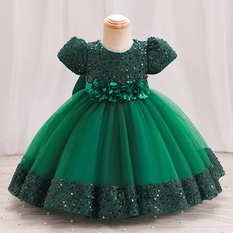 Sequins Baby Girls Christmas Dress Tulle Flower Girl Party Dresses