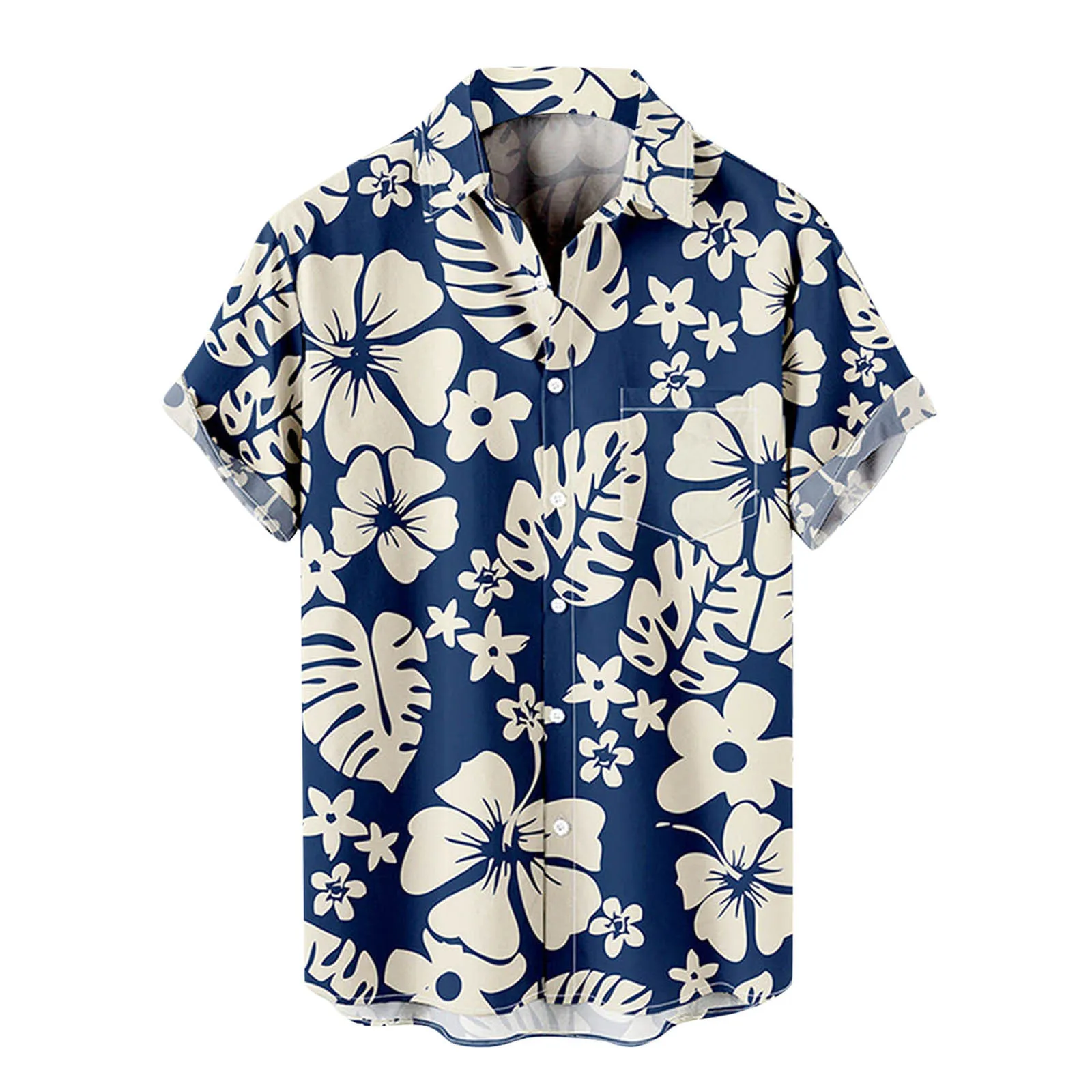 

2022 Men's Fashion Leisure Floral Printing Shirts Casual Vintage Lapel Short Sleeve Shirt Tops Man Hawaiian Shirt Beach Holiday