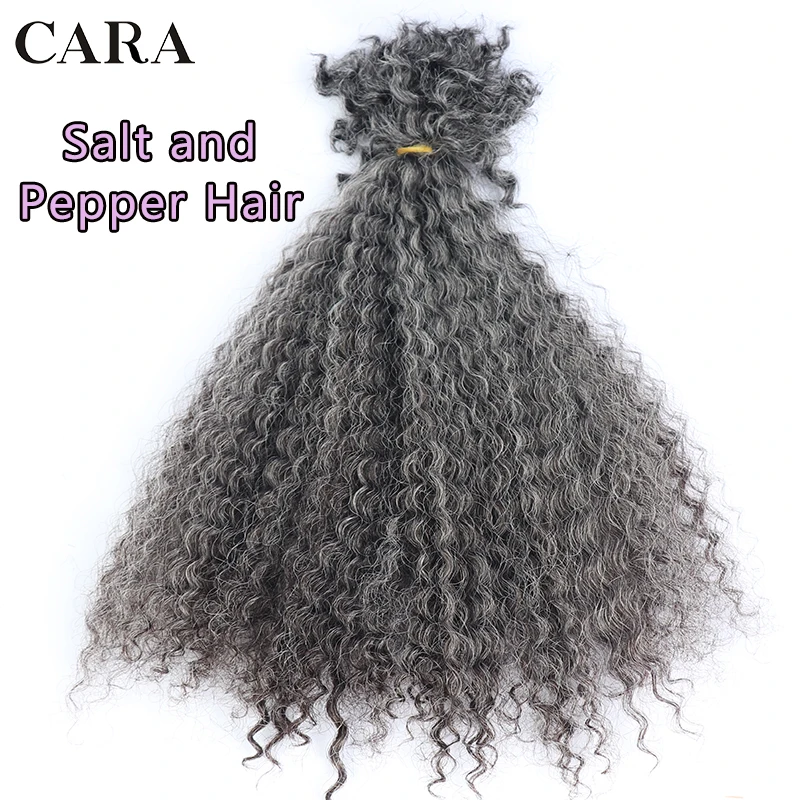 Salt And Pepper Human Hair Afro Kinky Curly Microlocs Hair Extensions
