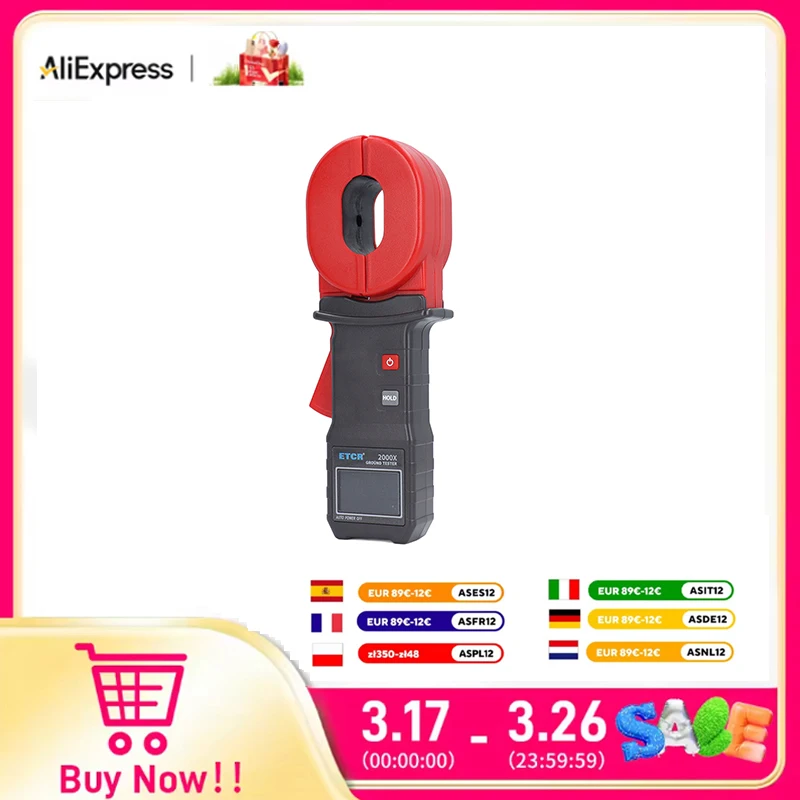 Resistance Tester Digital Ground Resistance Meter LCD Display 0.01~500&Omega; Auto Ranging Clamp Earth Resistance Meter Tester