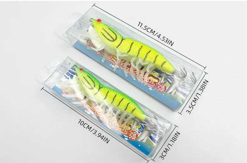 ShareShark 9-teiliges Set 10/12cm Garnelen-Angelköder Leuchtende Tintenfisch-Jigs Oktopus-Angelzubehör – Detail 11