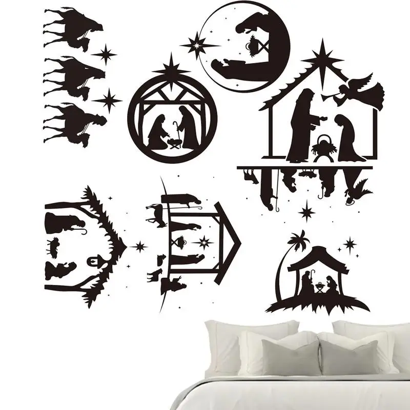 

Wall Art Stickers Religious 2pcs Wall Stickers Anti-Fade Waterproof Stain-Resistant Black Stickers Elegant Wall Decals For