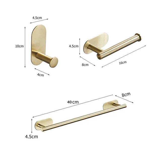 Luxurious Dual-Tone Bathroom Accessory Set with Towel Rack, Robe Hook, and Toilet Paper Holder