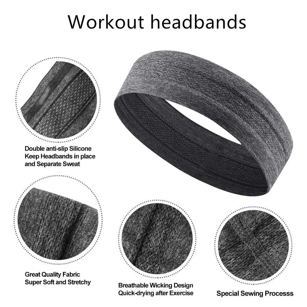 Elastic Sweatband Outdoor Sports Headband Women Men Gym Fitness Sweat Hair Band Gym Cycling Running Basketball Sports Headbands