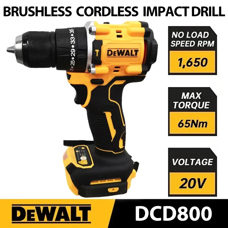 DeWalt DCD800 Electric Drill 20V Brushless Cordless Screwdriver Compact Drill Drill/Driver Power Tools For Dewalt 20V Battery