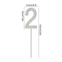 Gold and Silver Glitter Number Cake Toppers - Elegant Birthday and Celebration Decor (B03 - Silver 2)